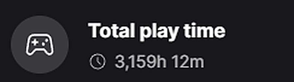 Epic Games Launcher showing total play time of 3,159 hours
